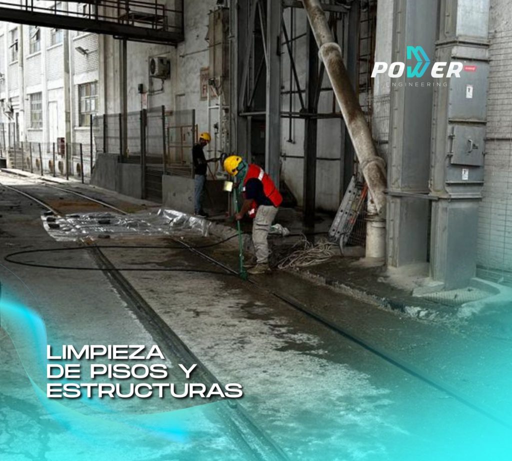 Limpieza de piso y área de producción industrial