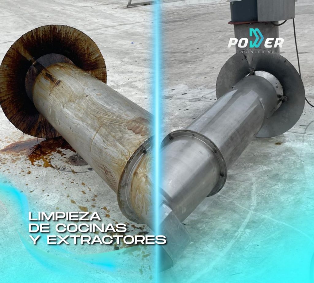 Antes y después de limpieza de extractor de grasa